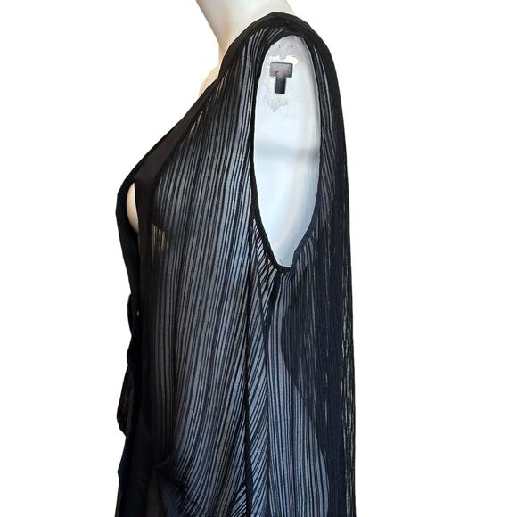 Naya Black Mesh Waistcoat Large Button Lagenlook Avant Garde Vest Sz2=M NWT $365 - Picture 6 of 16